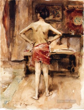  modelo pintura - El interior del modelo con figura de pie John Singer Sargent